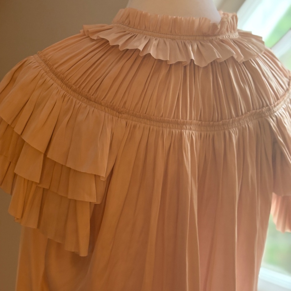 Designer Ulla Johnson Rouen Silk Ruffle Blouse - Picture 4 of 6